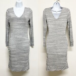 Banana Republic Womens Gray Space Dye Side Rouching Long Sleeve Dress Size S